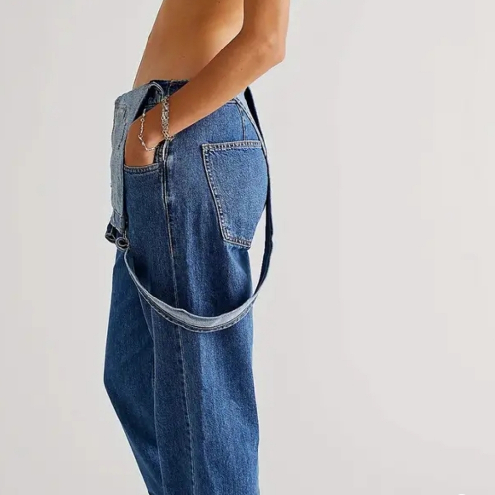 All time faves bib denims in medium blue. Medium blue wash.  Sz large. N… - Picture 3 of 7